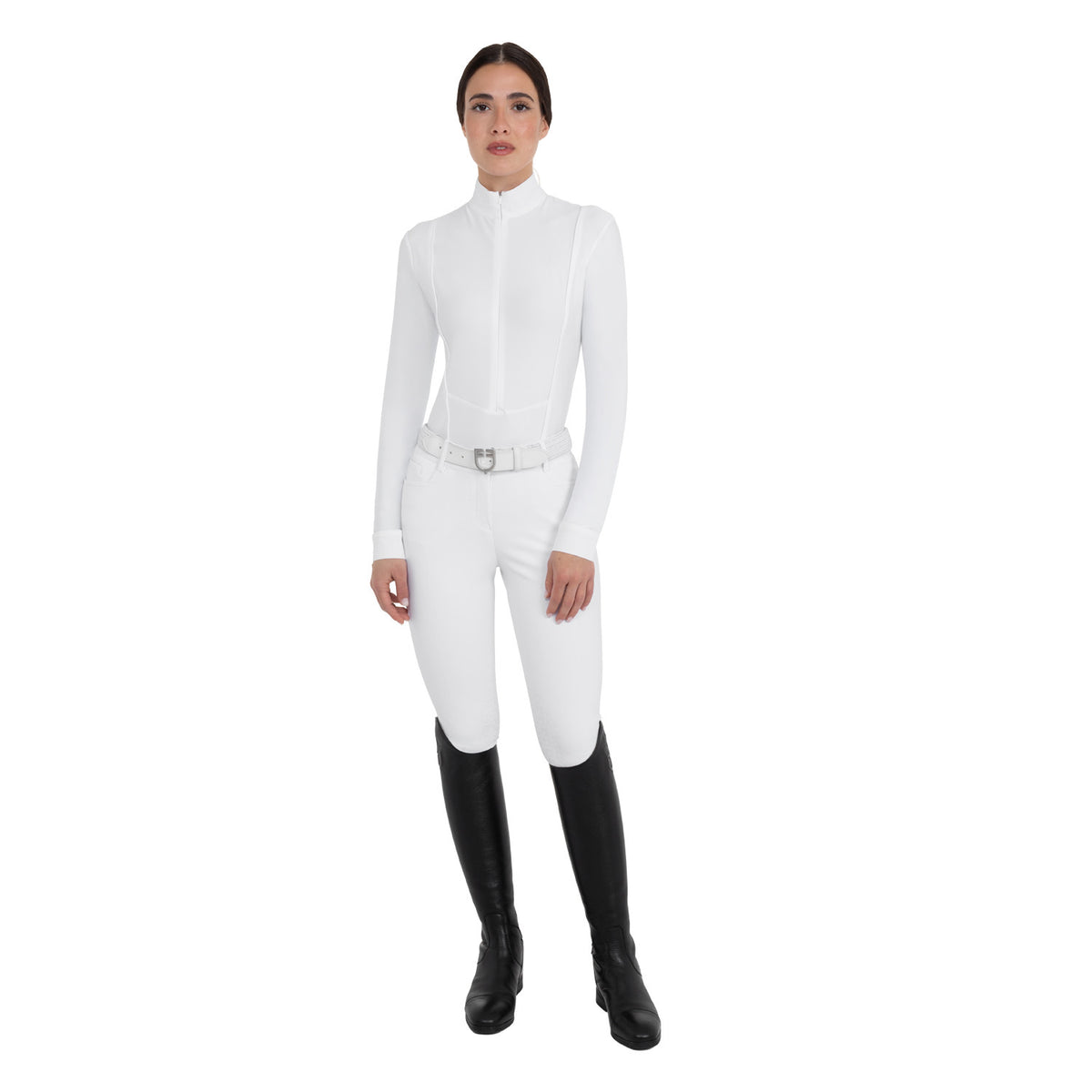 Equestro Women's competition polo shirt in winter technical fabric