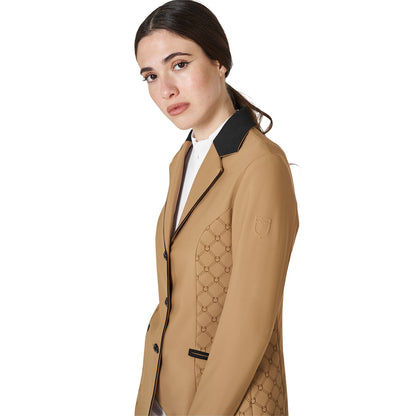 Equestro Women's monogram competition jacket in velvet-effect fabric