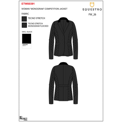 Equestro Women's monogram competition jacket in velvet-effect fabric