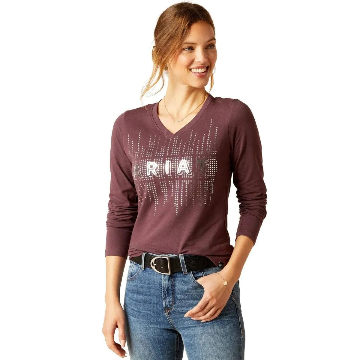 Ariat AW23 Youth Glitz Long Sleeve T Shirt - Navy Eclipse - S