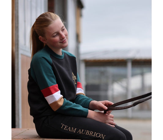 Aubrion SS24 Team Sweatshirt - Young Rider - Black - 7/8 Years