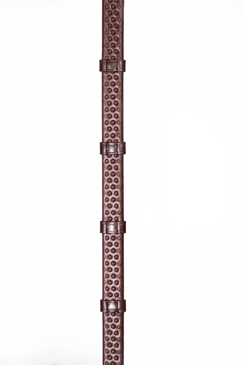 Henry James BioThane Bio Grip Hybrid Rubber Reins with Leather Stoppers - Havana Brown - Pony