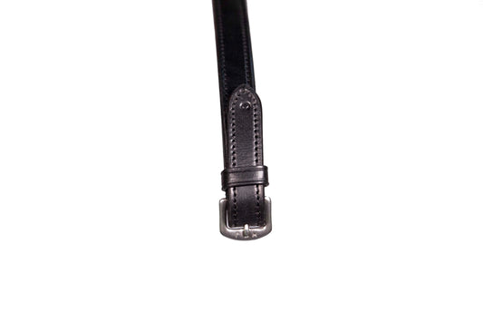Henry James V-Grip Hybrid Rubber Reins with Leather Stoppers - Black - Cob