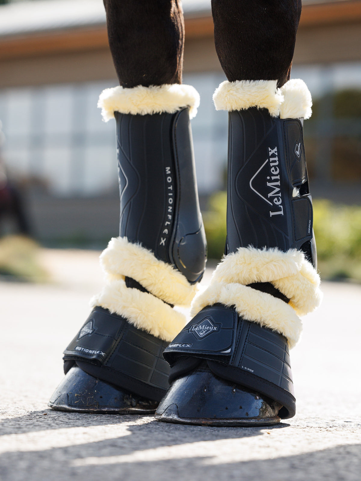 LeMieux Motionflex Over Reach Boot with Fur Edge - Black