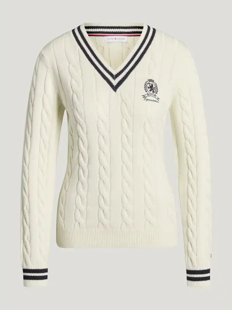 Tommy Hilfiger AW26 Roseville Cable V-Neck Sweater