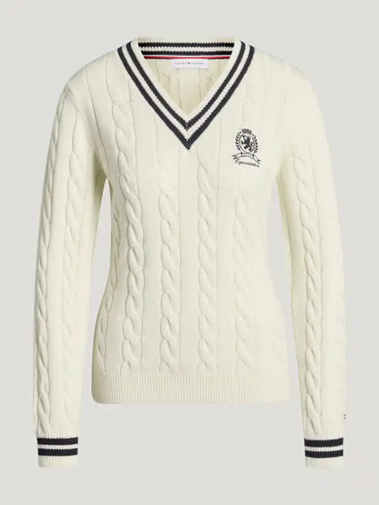 Tommy Hilfiger AW26 Roseville Cable V-Neck Sweater