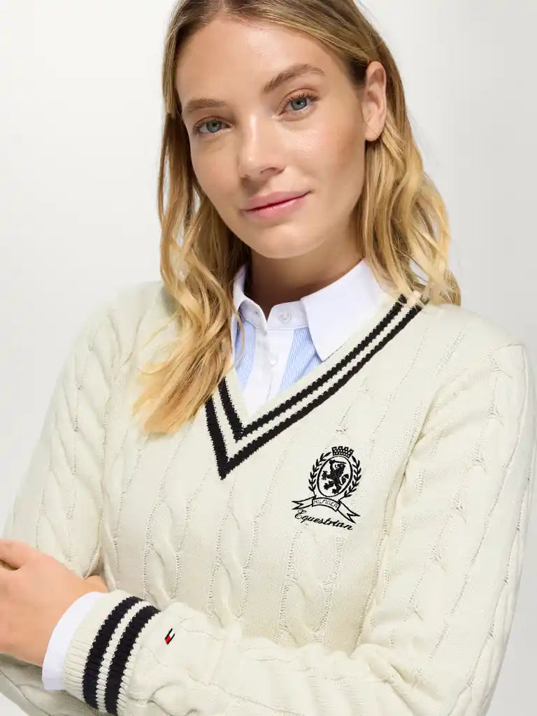 Tommy Hilfiger AW26 Roseville Cable V-Neck Sweater