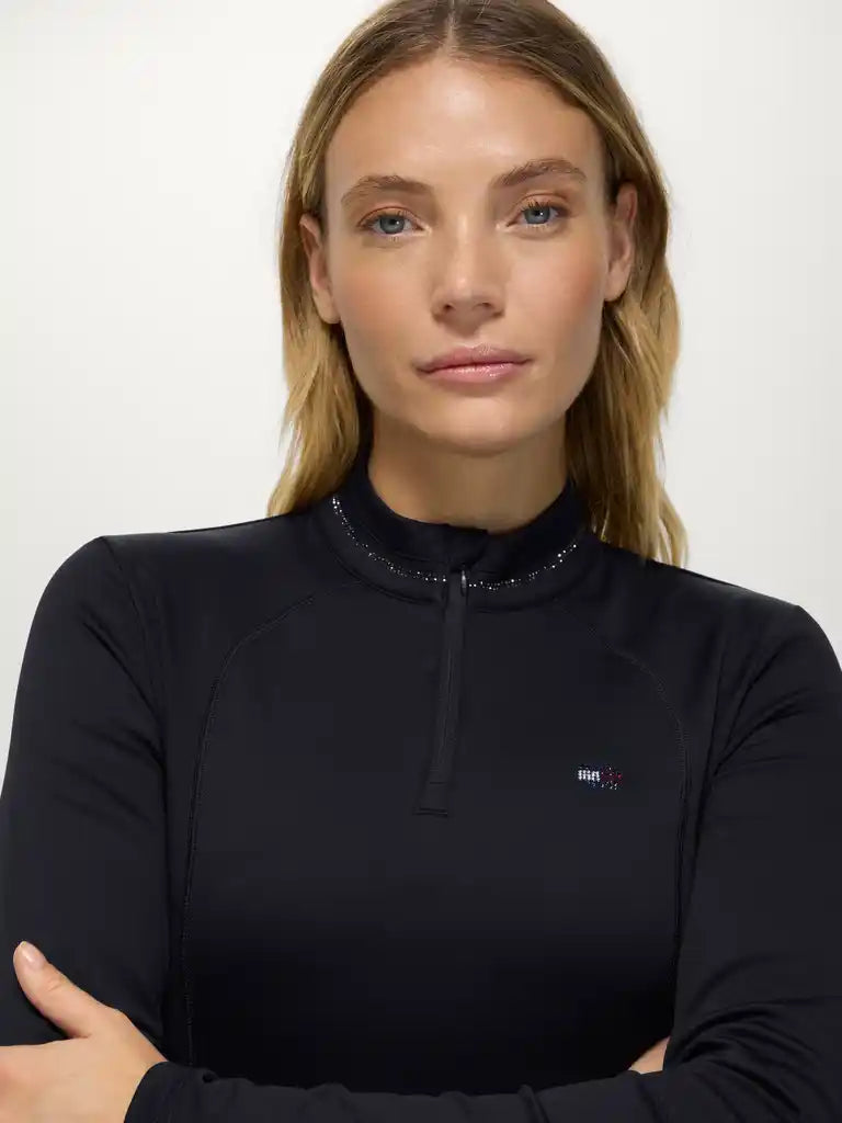 Tommy Hilfiger AW26 Cady 1/4 Zip Rhinestone Training Top