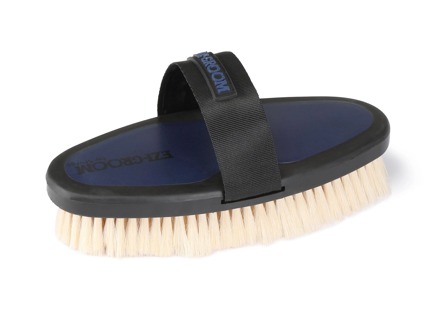 EZI-GROOM Grip Body Brush with Goat Hair Bright Blue / L