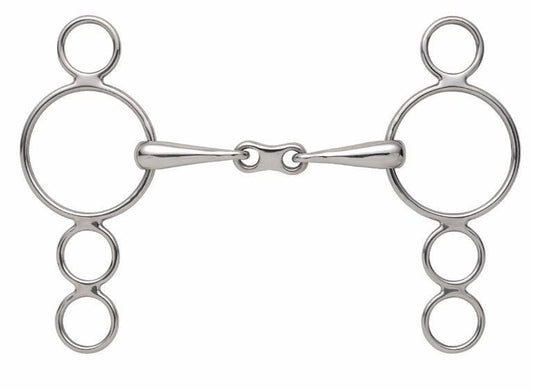3 Ring Dutch Gag With French Link - S/Steel - 4.5