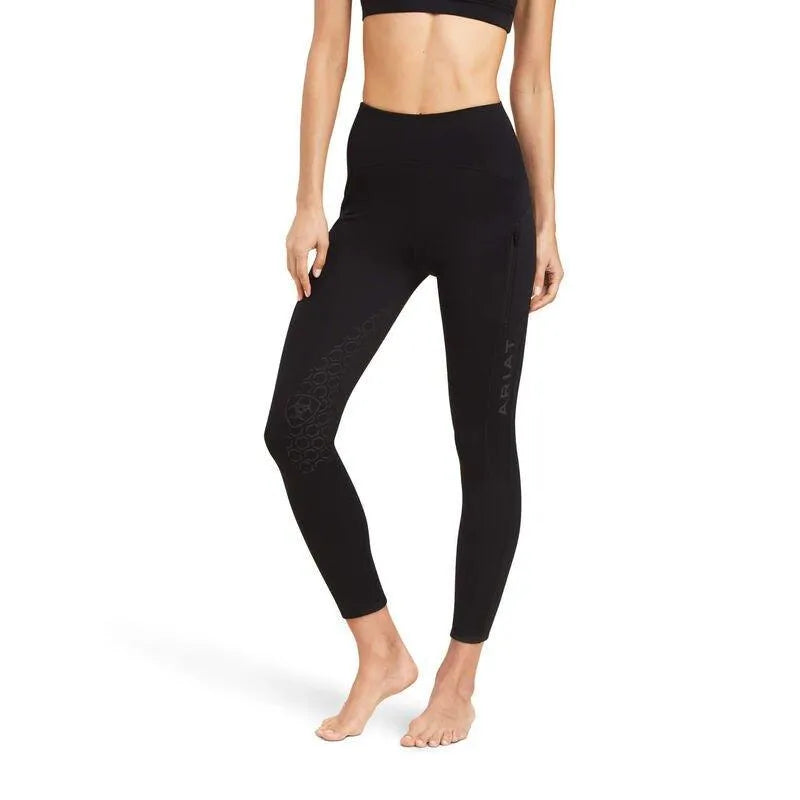 Ariat AW23 Ladies Venture Half Grip Thermal Winter Riding Tight - Black - L