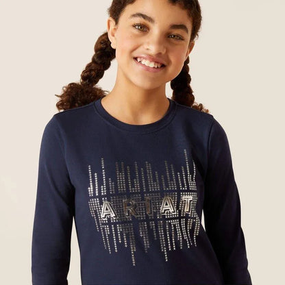 Ariat AW23 Youth Glitz Long Sleeve T Shirt - Navy Eclipse - S