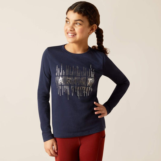 Ariat AW23 Youth Glitz Long Sleeve T Shirt - Navy Eclipse - S