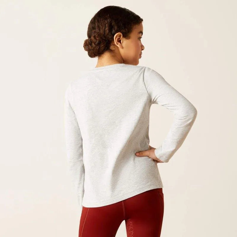 Ariat AW23 Youth Winter Fashion Long Sleeve T-Shirt - Heather Grey - XS