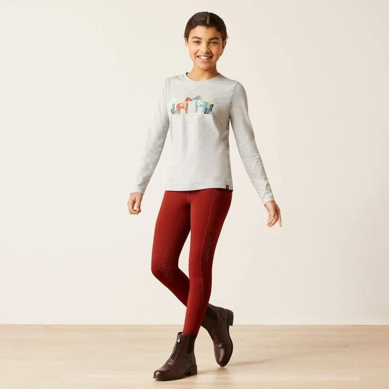 Ariat AW23 Youth Winter Fashion Long Sleeve T-Shirt - Heather Grey - XS