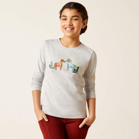 Ariat AW23 Youth Winter Fashion Long Sleeve T-Shirt - Heather Grey - XS