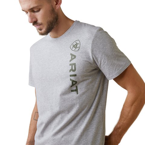 Ariat Men's Vertical Logo T-Shirt - Heather Grey - S