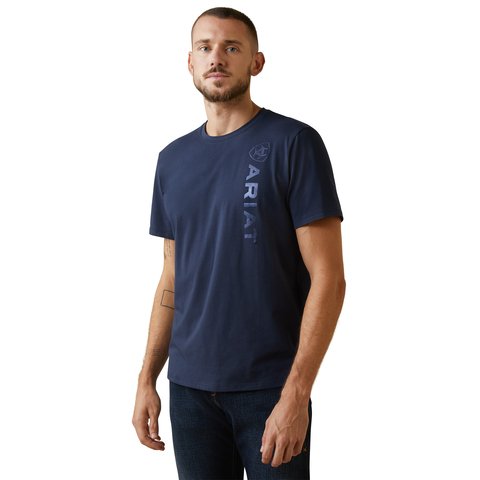 Ariat Men's Vertical Logo T-Shirt - Navy - S