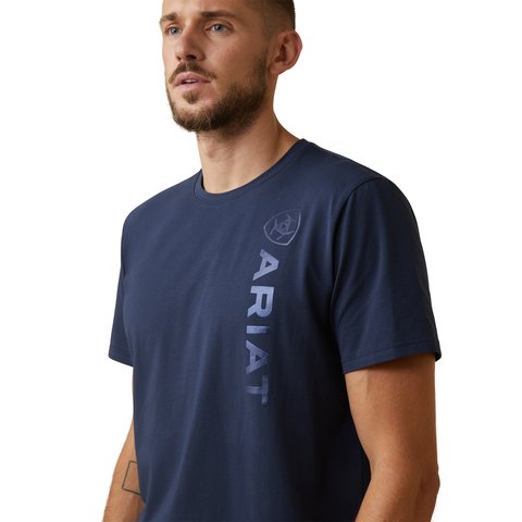 Ariat Men's Vertical Logo T-Shirt - Navy - S