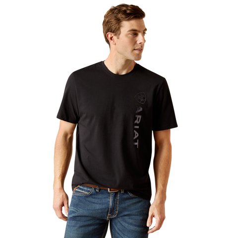 Ariat SS24 Mens Vertical Logo Short Sleeve T-Shirt - Black - L