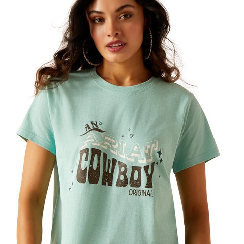Ariat SS24 Womens Ariat Cowboy Short Sleeve T-Shirt - Aqua Heather - L