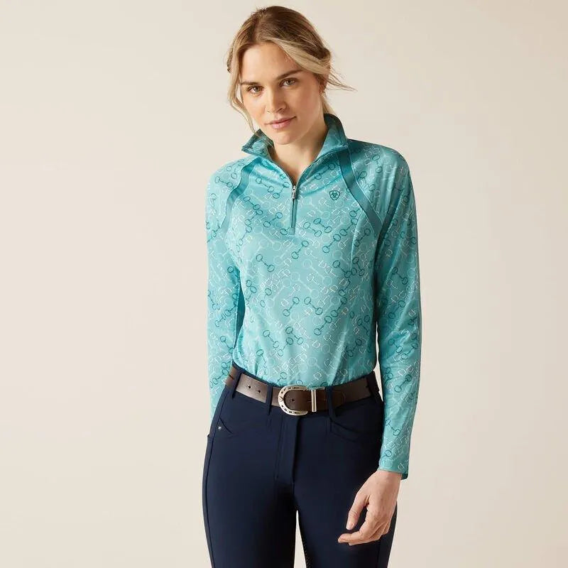 Ariat SS24 Womens Sunstopper 3.0 Long Sleeve Base Layer - Marine Blue Bit - L