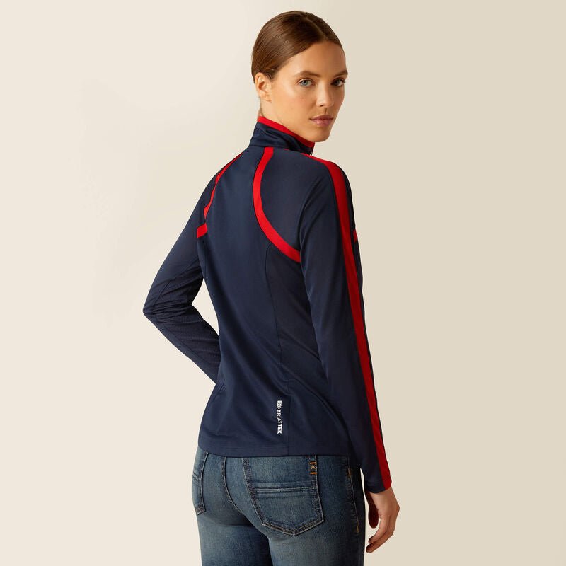 Ariat SS24 Womens Sunstopper 3.0 Long Sleeve Base Layer - Navy/Red - L