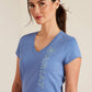 Ariat SS24 Womens Vertical Logo V Short Sleeve T-Shirt - Dutch Blue - L