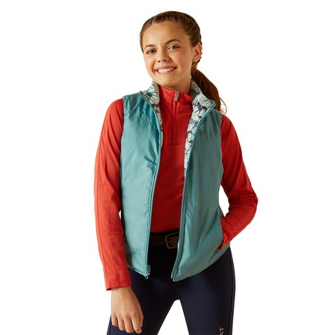 Ariat SS24 Youth Bella Inulated Reversible Vest - Painted Ponies/Brittany Blue - XS