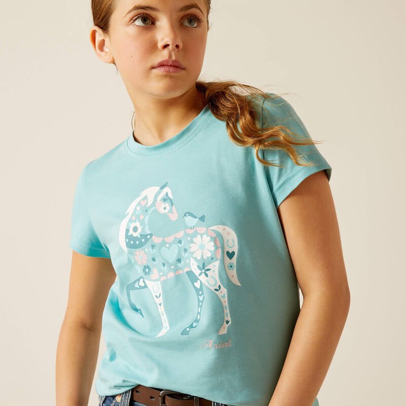 Ariat SS24 Youth Little Friend Short Sleeve T-Shirt - Marine Blue - XS