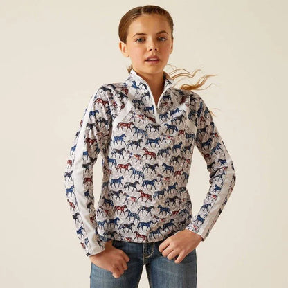 Ariat SS24 Youth Sunstopper 3.0 Ls Base Layer - Painted Ponies - XS