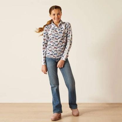 Ariat SS24 Youth Sunstopper 3.0 Ls Base Layer - Painted Ponies - XS
