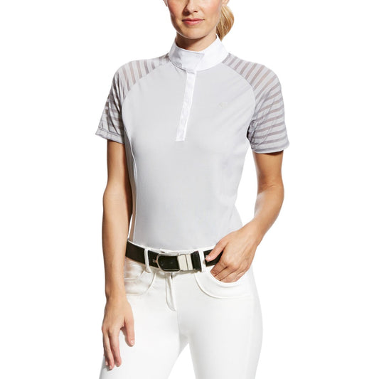 Ariat Womens Aptos Vent Short Sleeve Show Shirt - Grey - Large