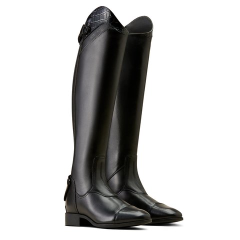 Ariat Womens Palisade Show Leather Riding Boot - Black / Black Croc Print - 4.5\37.5
