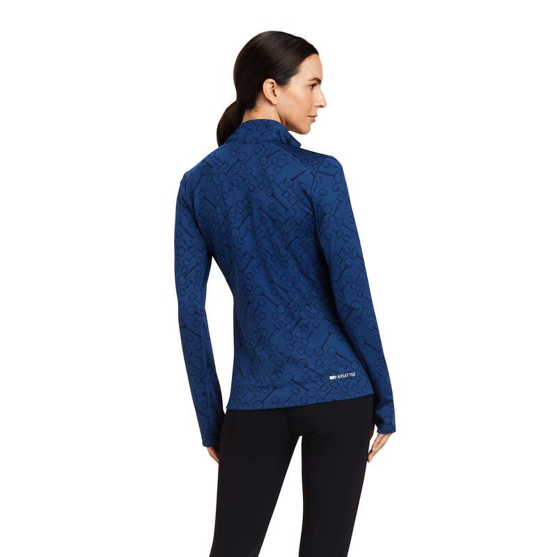Ariat Womens Prophecy 1/4 Zip Long Sleeve Baselayer - Wild Ginger Bit Jaquard - Extra Small