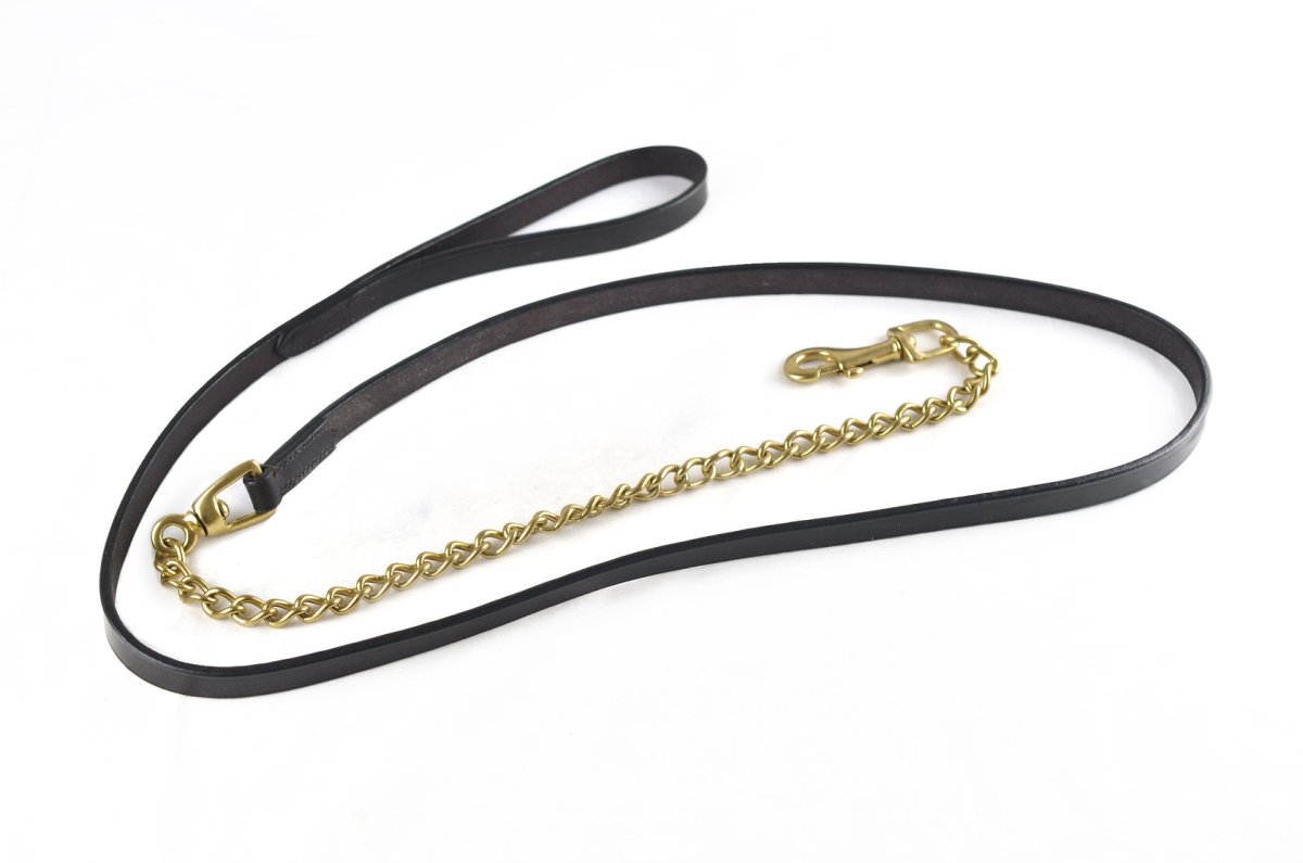 Ascot Lead Rein with Brass Chain - Brown -