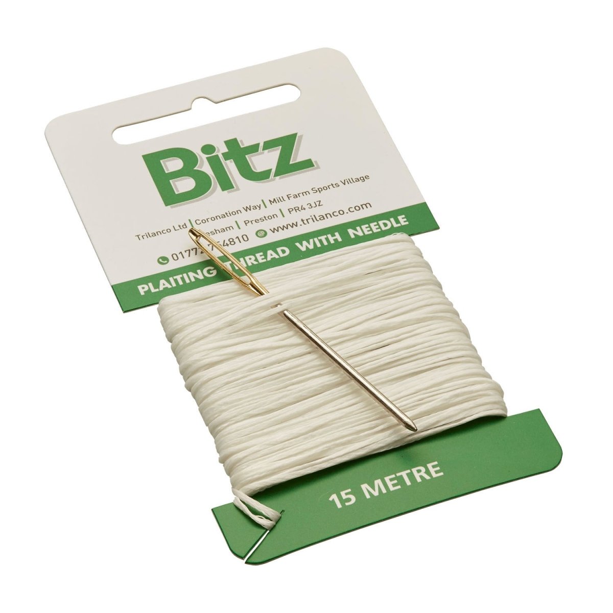 Bitz Plaiting Card With Needle - White - 15M