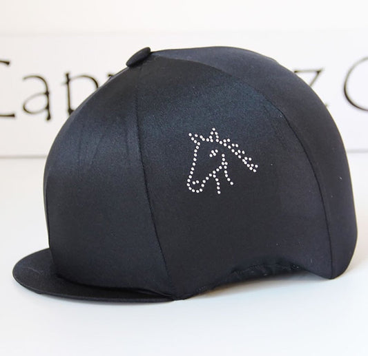 Capz Diamondz Cap Cover Lycra Horse Head - Black -
