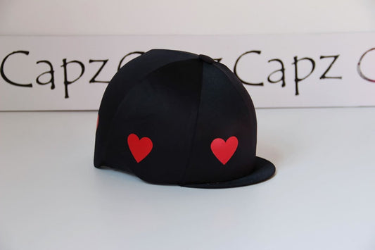 Capz Motif Cap Cover Lycra Heartz - Black/Red -
