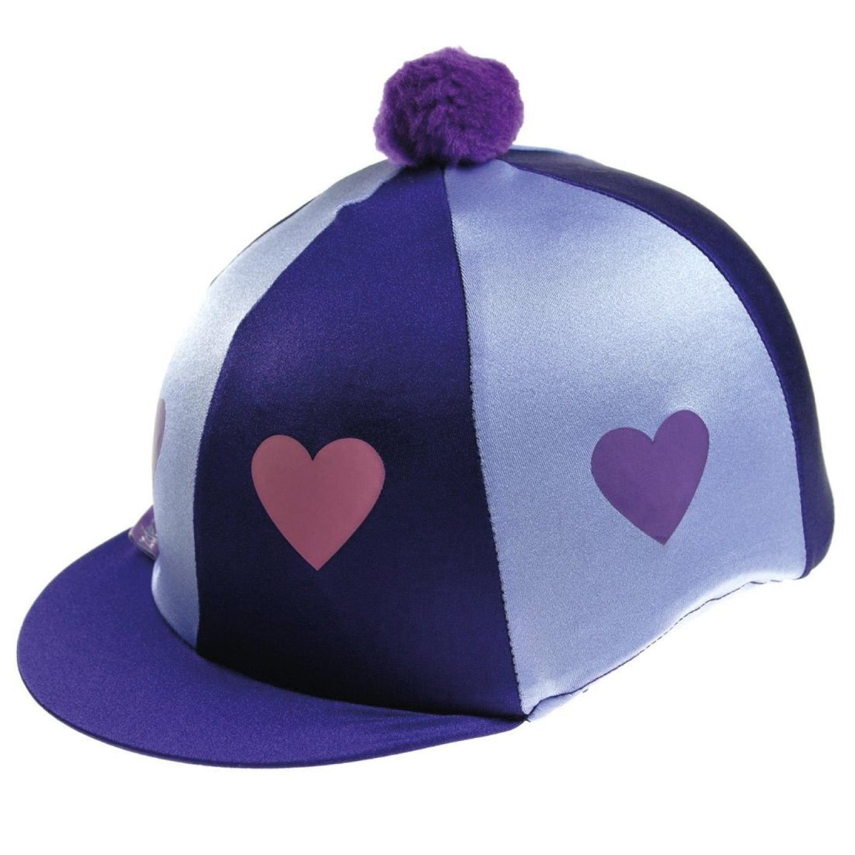 Capz Motif Cap Cover Lycra Heartz & Pom Pom - Purple/Lilac -