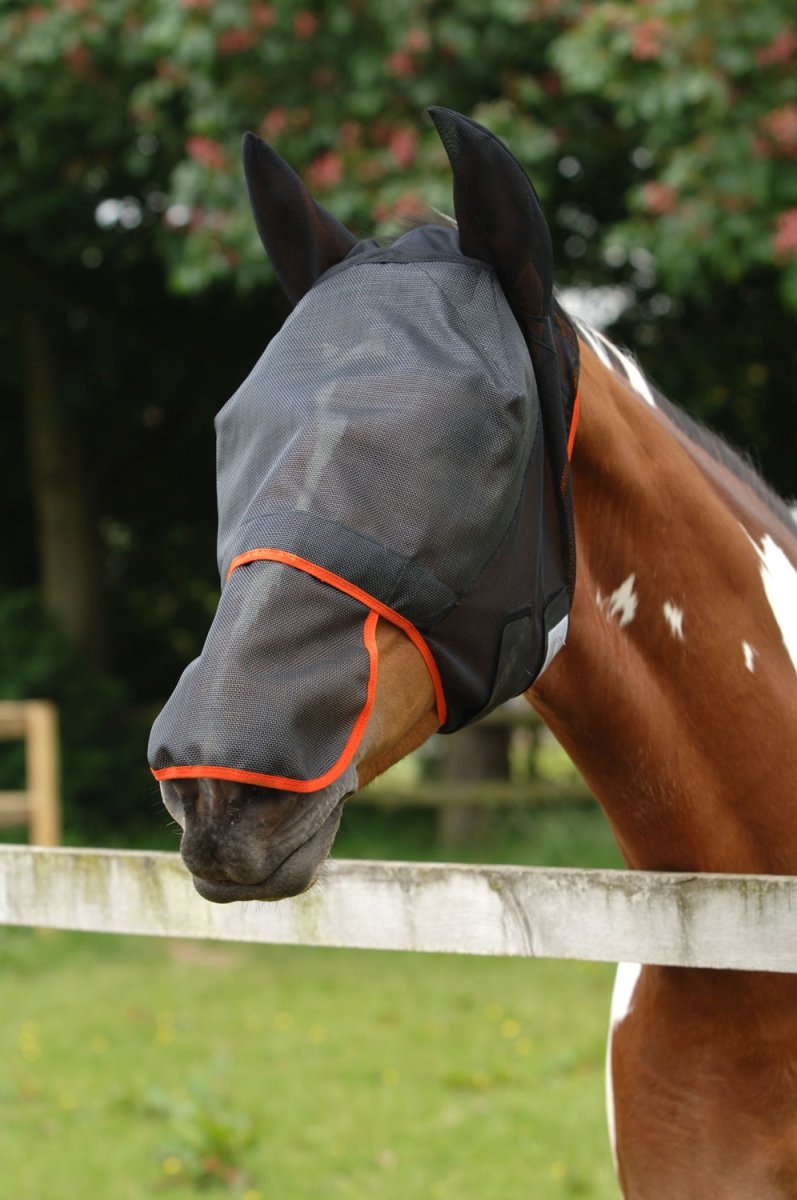 Equilibrium Field Relief Max Fly Mask - Black/Orange - Extra Small