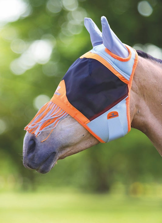 FlyGuard Pro Air Motion Fly Mask with Ears & Fringe - Orange - Small Pony