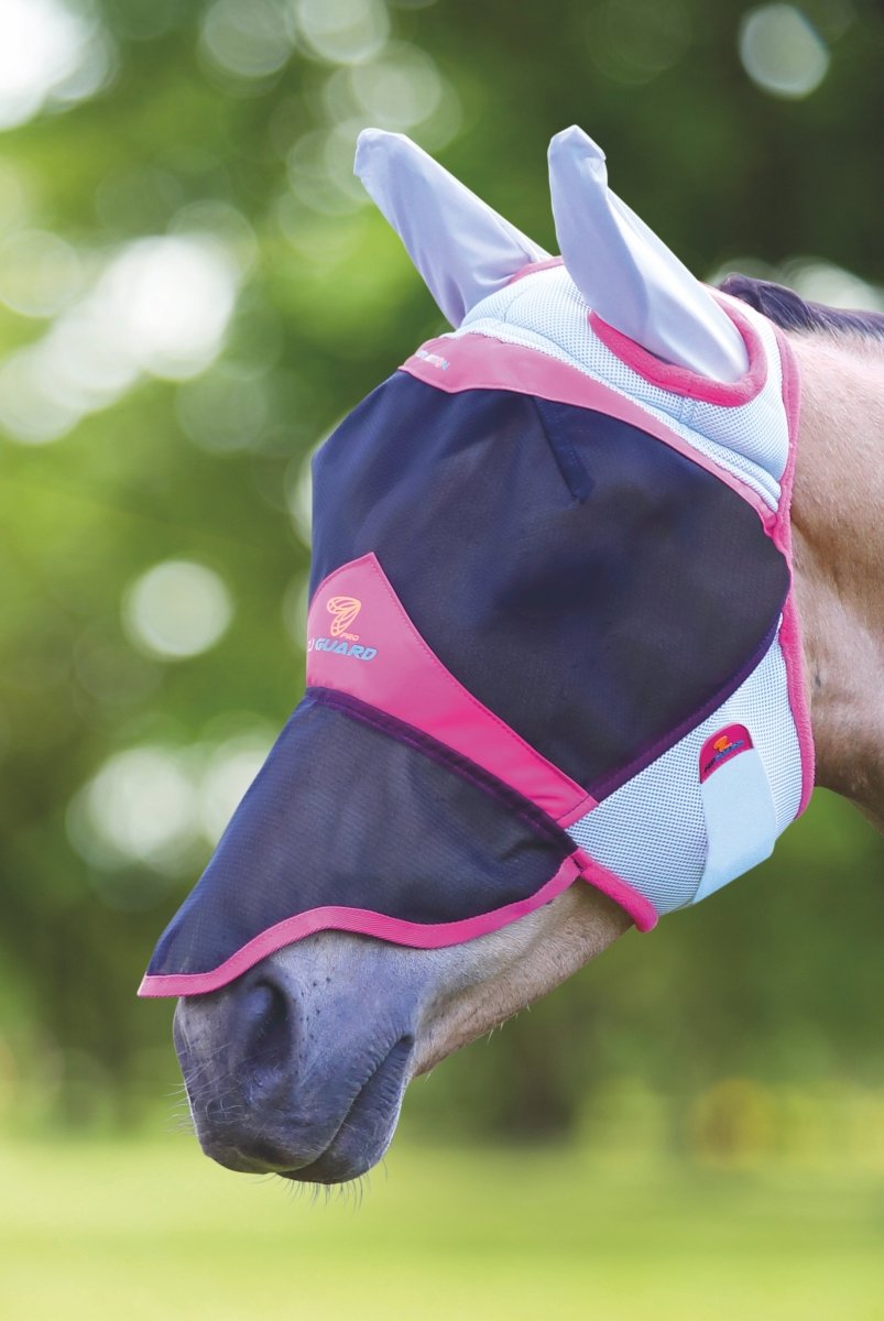 FlyGuard Pro Air Motion Fly Mask with Ears & Nose - Pink - Small Pony