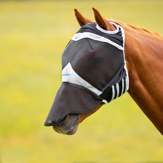 FlyGuard Pro Fine Mesh Fly Mask With Ear Hole & Nose - Black - Small Pony