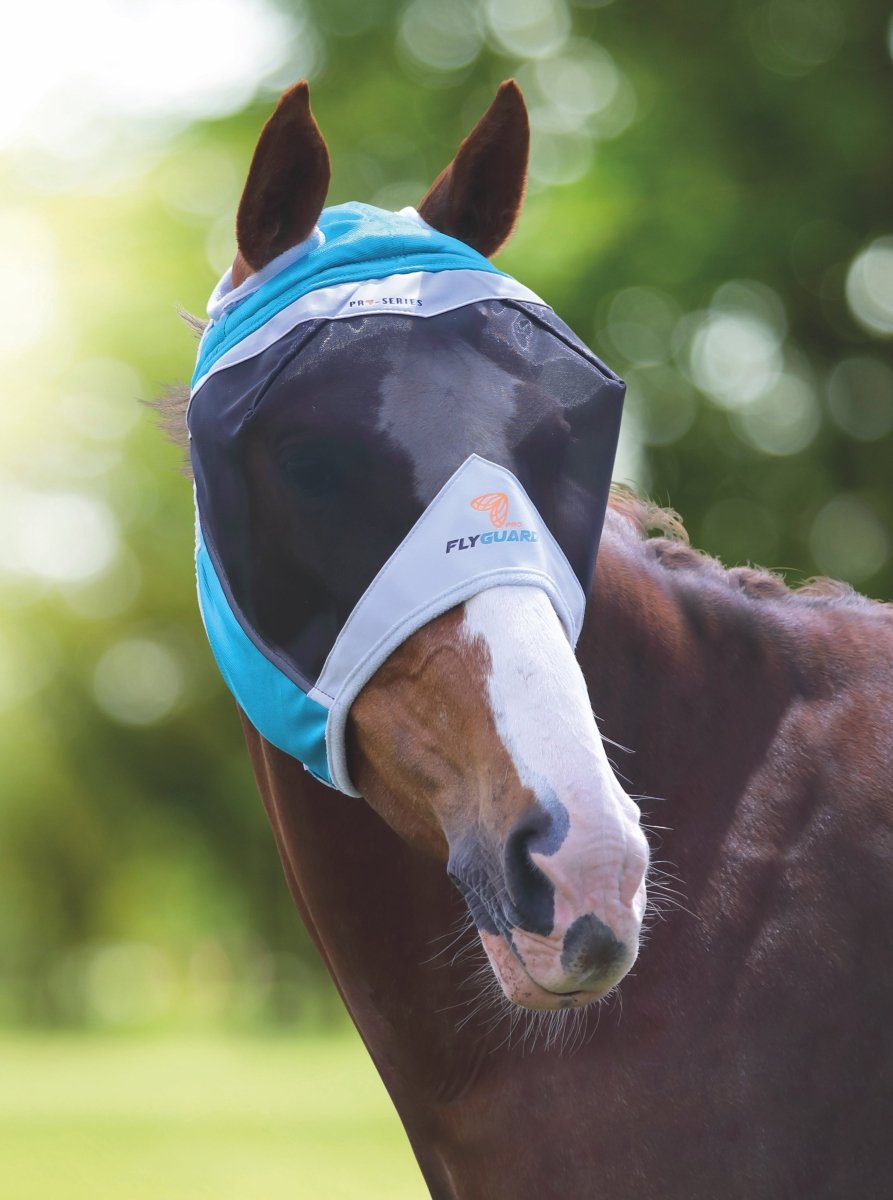 FlyGuard Pro Fine Mesh Fly Mask With Ear Hole - Teal - Cob
