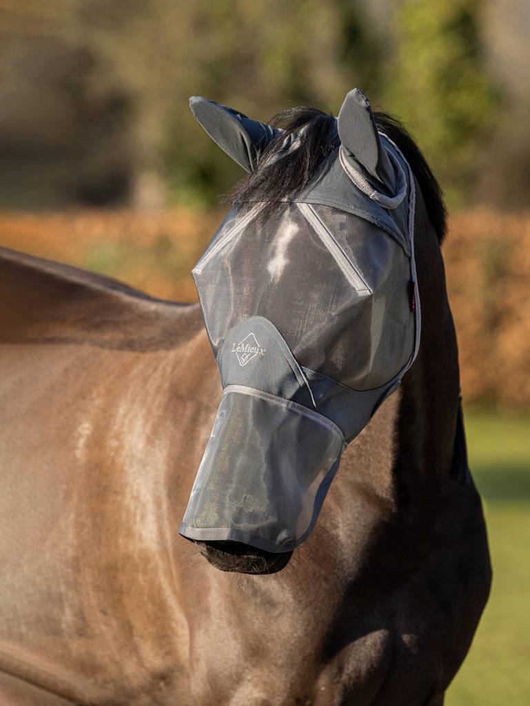 LeMieux ArmourShield Pro Full Fly Mask - With Ears & Nose - Grey - Extra Small