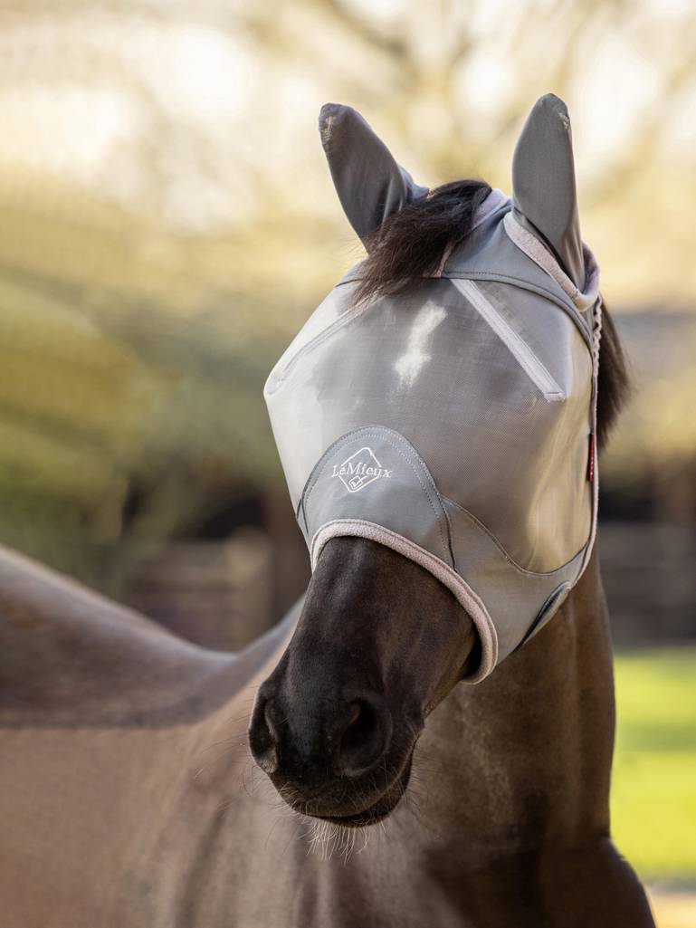 LeMieux ArmourShield Pro Half Fly Mask with Ears - Grey - Extra Small