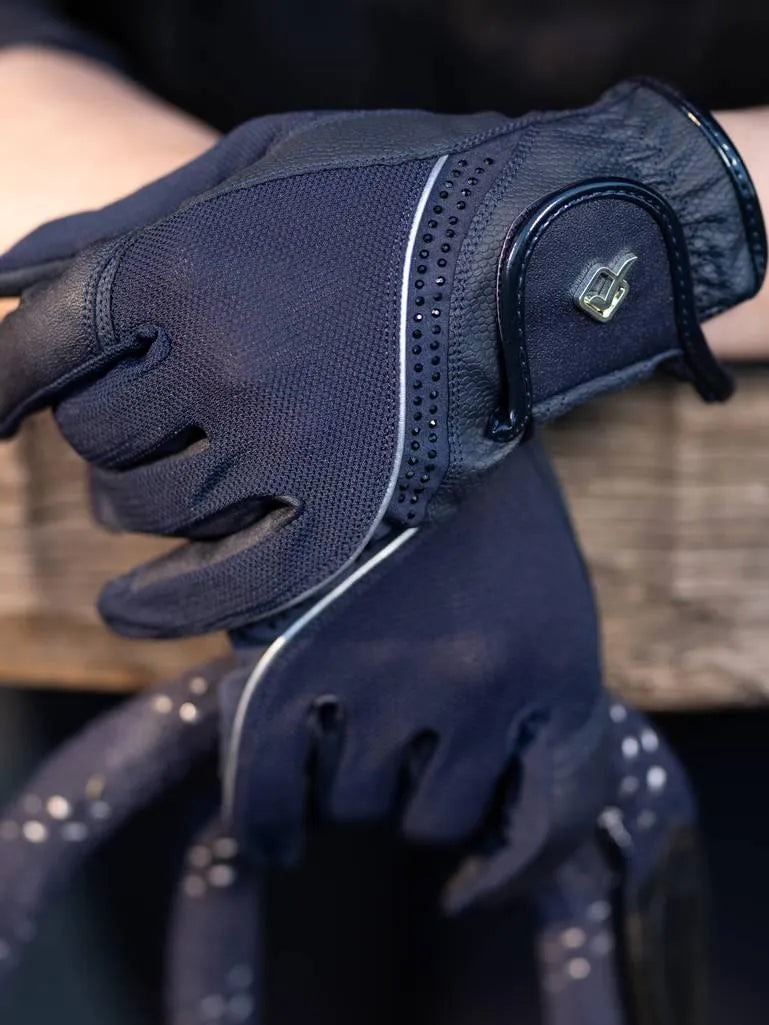 LeMieux Crystal Riding Gloves - Navy - Extra Extra Small