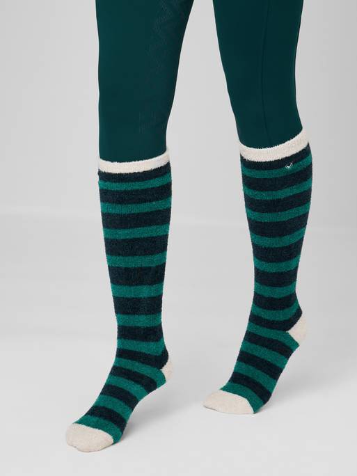 LeMieux Sophie Stripe Fluffies Winter Socks AW23 - Spruce - Junior