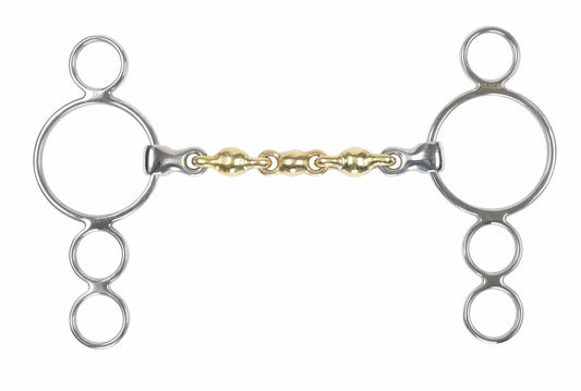 Shires Brass Alloy Waterford Three Ring Gag  - Brass - 4.5